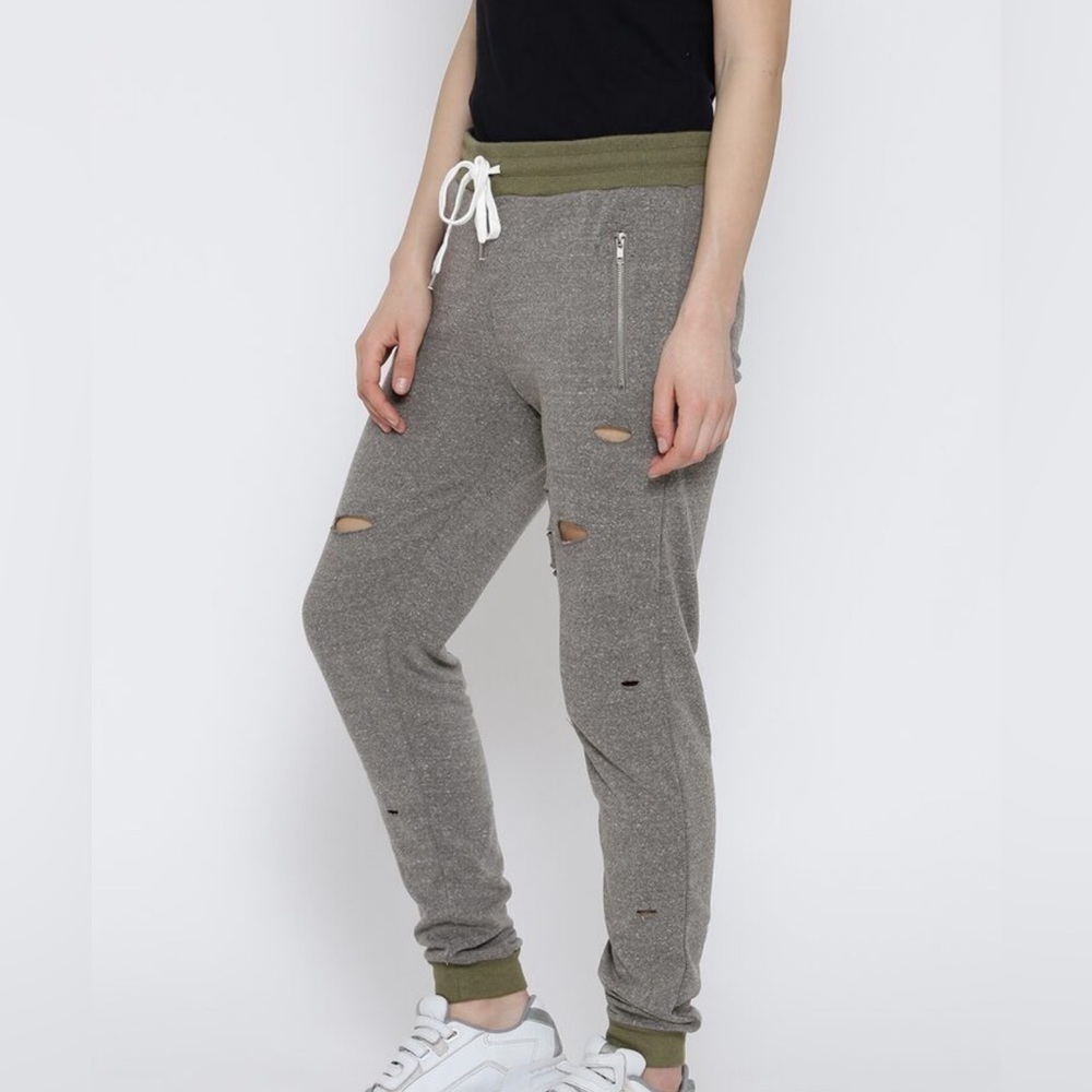 Forever 21 Woman's Grey Melange Ripped Joggers - Size Small - Picture 2 of 7